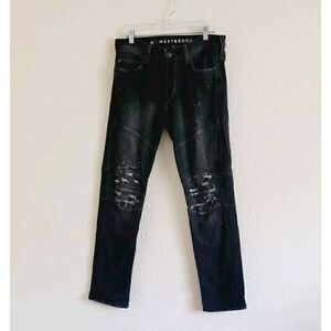 True Religion x Westbrook Collab Rocco Distressed Skinny Fit Jeans Size 33X31